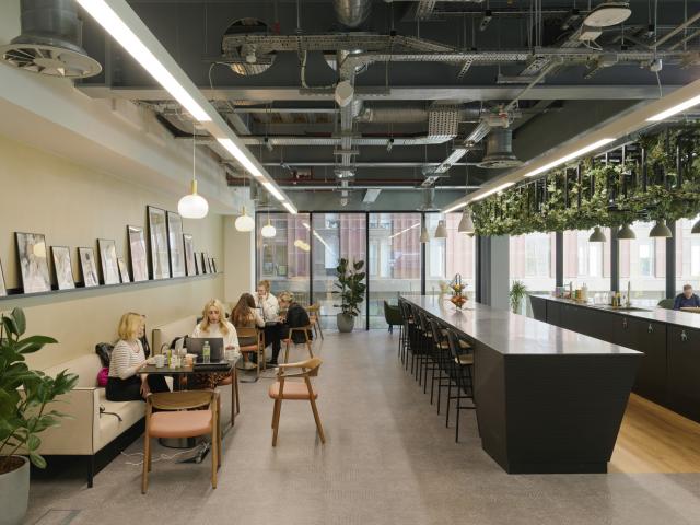interior of circle square workspace dining area
