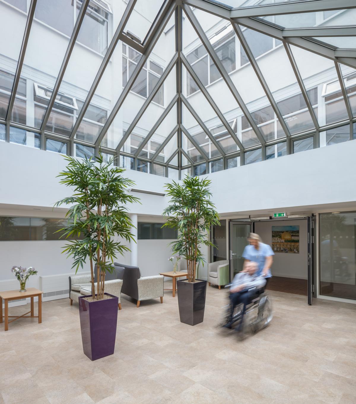An atrium within a residential care home.